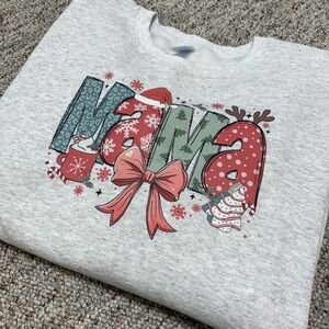 Mama Christmas sweatshirt in Heather Gray